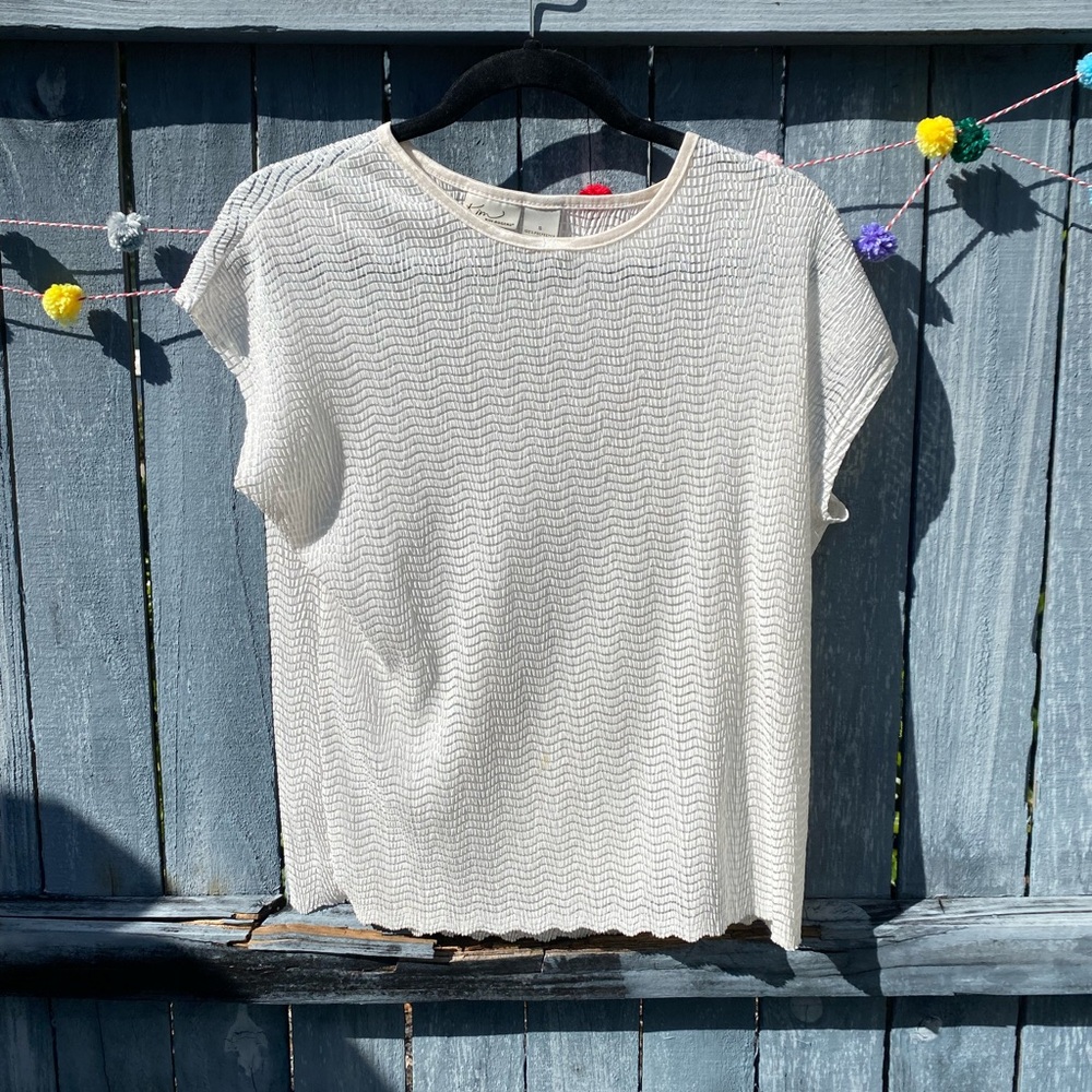Cream Textured Top with a Relaxed Fit
